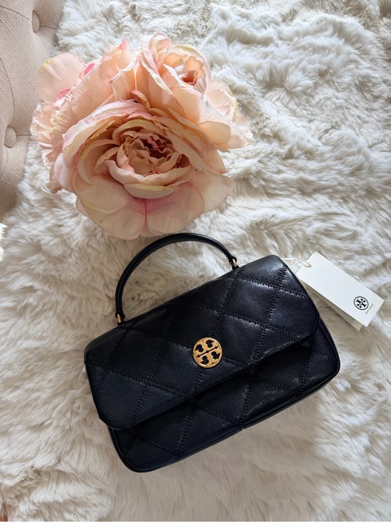 Tory Burch Handbags - Tory Burch Black Quilted Mini Top-Handle with Gold Logo
